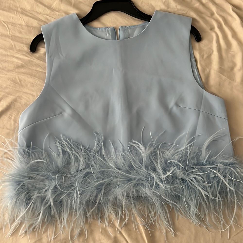 Feather cropped shirt size Large. Never worn!